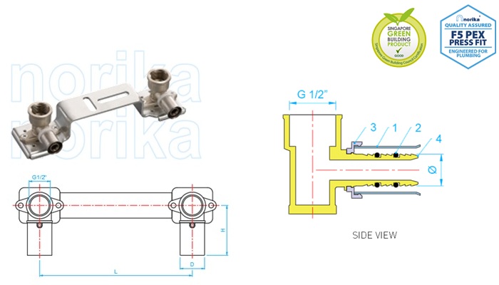 PEX Press-Fit Assembly Double Elbow (Type F5)